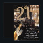 Gouden Glitter Glam Champagne Wijn 21e 21 Verjaard Kaart<br><div class="desc">Aanpassen voor elke gelegenheid</div>