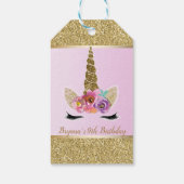 Gouden Glitter Glam Eenhoorn Bloemen Roze Partij F Cadeaulabel (Achterkant)