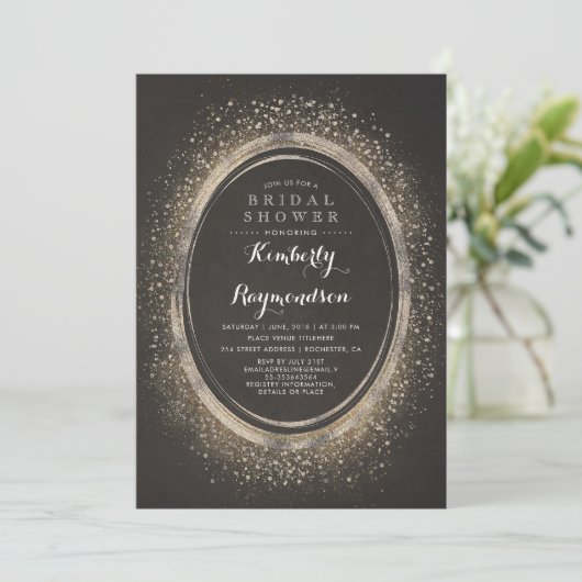 Gouden Glitter Glam | Elegant  Vrijgezellenfeest Kaart (Staand voorkant)