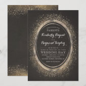  gouden glitter glam | Elegante bruiloft uitnodige Kaart (Voorkant / Achterkant)