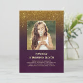 Gouden Glitter Glam  Foto Verjaardag Kaart (Staand voorkant)