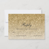 Gouden Glitter Glam Gepersonaliseerde Reactie Kaar RSVP Kaartje (Voorkant)