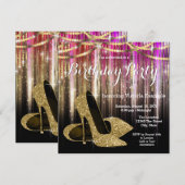 Gouden Glitter Glam High Heel Schoen Verjaardagsfe Kaart (Voorkant / Achterkant)