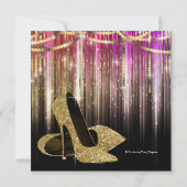 Gouden Glitter Glam High Heel Schoen Verjaardagsfe Kaart (Achterkant)