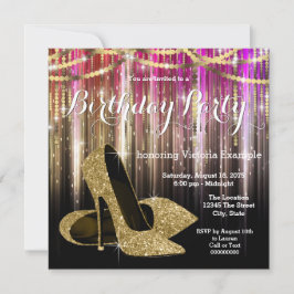 Gouden Glitter Glam Hoge Hak Schoen Verjaardagsfee Kaart
