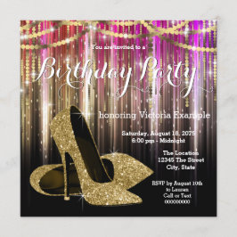 Gouden Glitter Glam Hoge Hak Schoen Verjaardagsfee Kaart