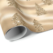 Gouden Glitter Glam Kerstbomen Cadeaupapier (Rol Hoek)