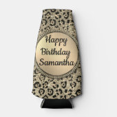 Gouden Glitter Glam Luipaard Print Gepersonaliseer Flesjeskoeler (Voorkant)