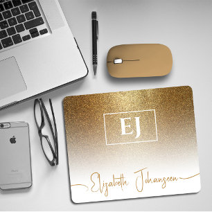 Gouden Glitter Glam monogrammed elegante glinsteri Muismat