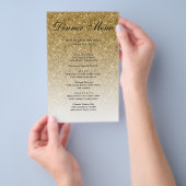 Gouden Glitter Glam Party Papieren Menu (Hand)
