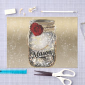 Gouden Glitter Glam Rode Roos Mason Jar Tissuepapier (Craft)