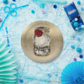 Gouden Glitter Glam Rode Roos Mason Pot Feest Papieren Bordje (Feest)