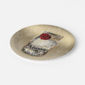 Gouden Glitter Glam Rode Roos Mason Pot Feest Papieren Bordje (Gekanteld)