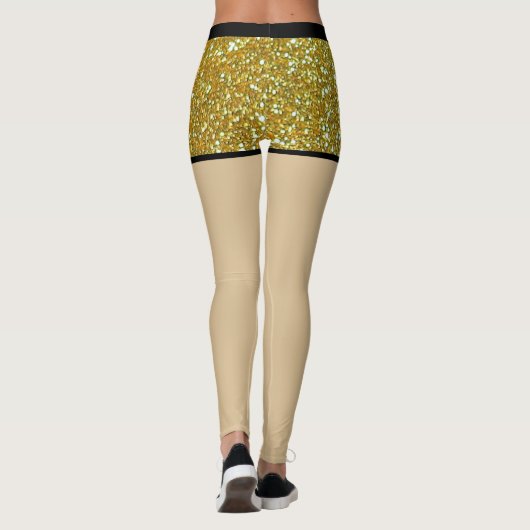 Gouden glitter Glam Sparkles Metal Fake shorts Leggings (Achterkant)