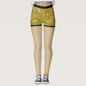 Gouden glitter Glam Sparkles Metal Fake shorts Leggings (Voorkant)