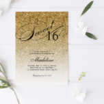 Gouden Glitter Glam Sweet 16 Kaart<br><div class="desc">Deze mooie uitnodiging is voorzien van faux gold glitter en uw aangepaste tekst. Gebruik het sjabloon formulier om uw gegevens toe te voegen. Wijzig het lettertype of voeg meer tekst toe met de functie Aanpassen.</div>