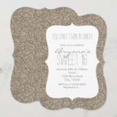 Gouden Glitter Glam Sweet 16 Verjaardagsuitnodigin Kaart (Voorkant / Achterkant)