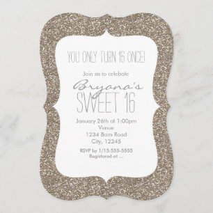 Gouden Glitter Glam Sweet 16 Verjaardagsuitnodigin Kaart