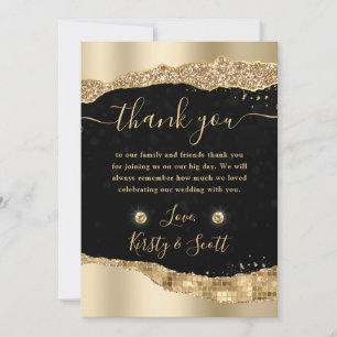 Gouden Glitter Glam Tranen Randen Bruiloft Bedankkaart