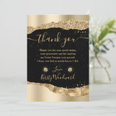 Gouden Glitter Glam Tranen Randen Zoet 16 Bedankkaart (Staand voorkant)