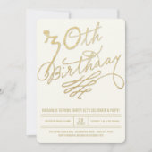 Gouden Glitter Glam Volwassene 30e Verjaardagsfees Kaart (Voorkant)