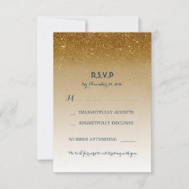 Gouden Glitter Glam Witte Trouw RSVP Kaarten Kaartje