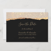 Gouden Glitter Glam Zwart Save the Day kaart (Voorkant)