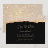 Gouden Glitter Glam Zwart Save the Day kaart (Voorkant / Achterkant)
