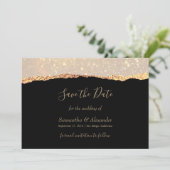 Gouden glitter glam zwarte Save the Day kaart (Staand voorkant)