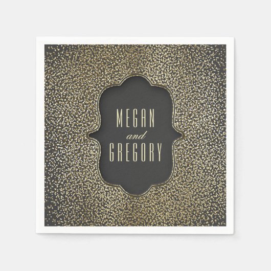 Gouden Glitter  Glamour Bruiloft Servetten (Voorkant)