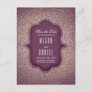Gouden Glitter Glamour  Plum Save the Date Aankondigingskaart