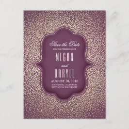 Gouden Glitter Glamour  Plum Save the Date Aankondigingskaart