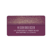 Gouden Glitter  Glamour Pruim Bruiloft Etiket (Voorkant)