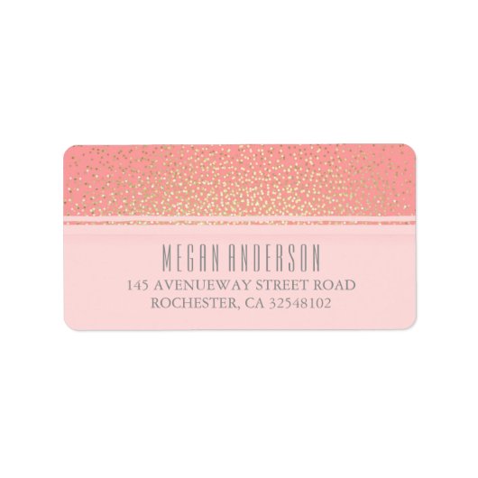 Gouden Glitter  Glamour Roze Bruiloft Etiket (Voorkant)