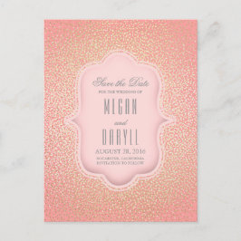 Gouden Glitter Glamour  Roze Save the Date Aankondigingskaart