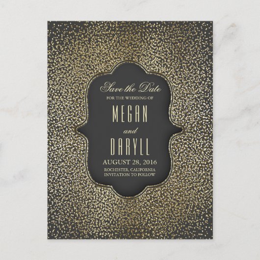 Gouden Glitter Glamour  Save the Date Aankondigingskaart (Voorkant)