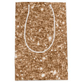 Gouden Glitter Glamour Verjaardag Medium Cadeauzakje (Voorkant)
