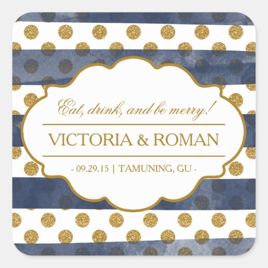 Gouden Glitter Glamour Wedding Favor Stickers (Voorkant)