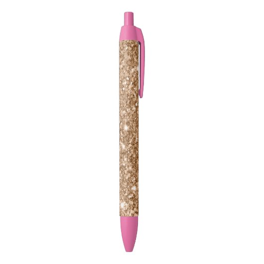 Gouden Glitter Glamour Zwarte Inkt Pen (Achterkant (Verticaal))