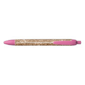 Gouden Glitter Glamour Zwarte Inkt Pen (Achterkant)