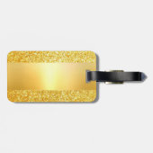 Gouden Glitter Glamoureuze Moderne Monogrammed Sja Bagagelabel (Achterkant horizontaal)