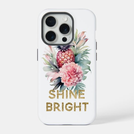Gouden Glitter Glans Ananas iPhone Hoesje (Achterkant)