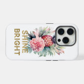 Gouden Glitter Glans Ananas iPhone Hoesje (Achterkant horizontaal)