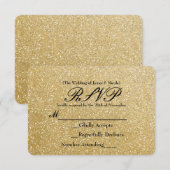 Gouden Glitter Glans Bruiloft RSVP Kaart (Voorkant / Achterkant)