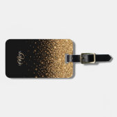 Gouden glitter glans elegante luxe textuur bagagelabel (Voorkant horizontaal)