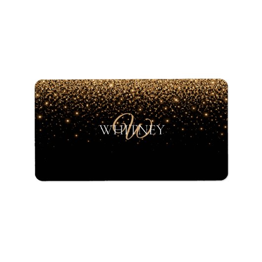 Gouden glitter glans elegante luxe textuur etiket (Voorkant)
