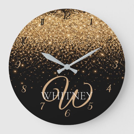 Gouden glitter glans elegante luxe textuur grote klok (Voorkant)