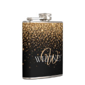 Gouden glitter glans elegante luxe textuur heupfles (Rechts)
