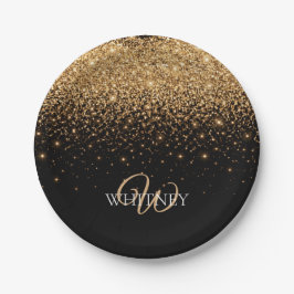 Gouden glitter glans elegante luxe textuur papieren bordje