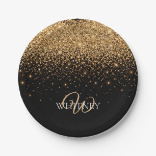 Gouden glitter glans elegante luxe textuur papieren bordje